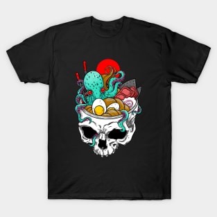 Kawaii Japanese Anime Skeleton Ramen Halloween T-Shirt